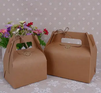 

Wholesale birthday cake cup packing box Kraft paper cake box with handle, cake box coffee cup handle