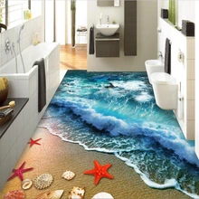 beibehang Custom 3D flooring stickers Beach beach waves 3D floor tiles to draw Room living room custom HD Papel de parede mural beibehang custom 3d flooring waves painted floor super green on the bathroom floor wall papers home decor 3d wallpaper flooring