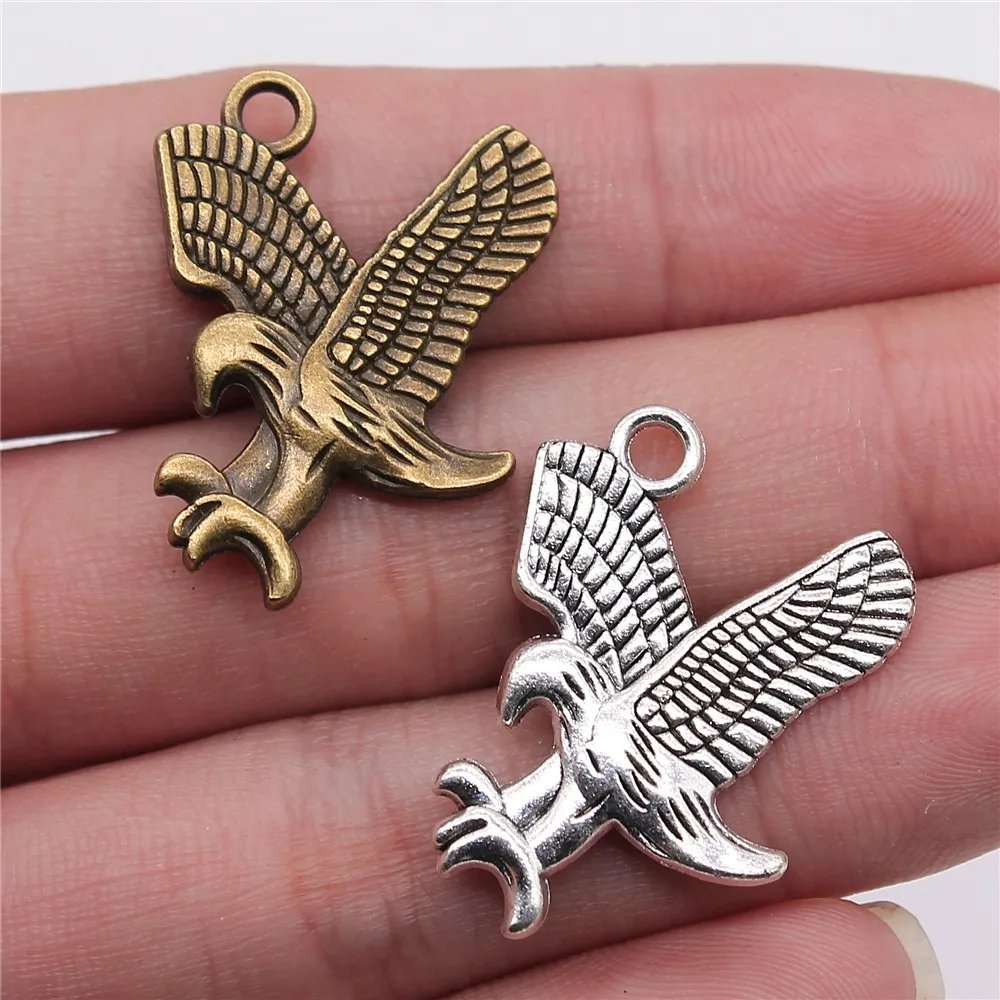 WYSIWYG 4pcs 31x27mm Pendant Eagle Flying Eagle Charm For Jewelry Making Antique Silver Eagle