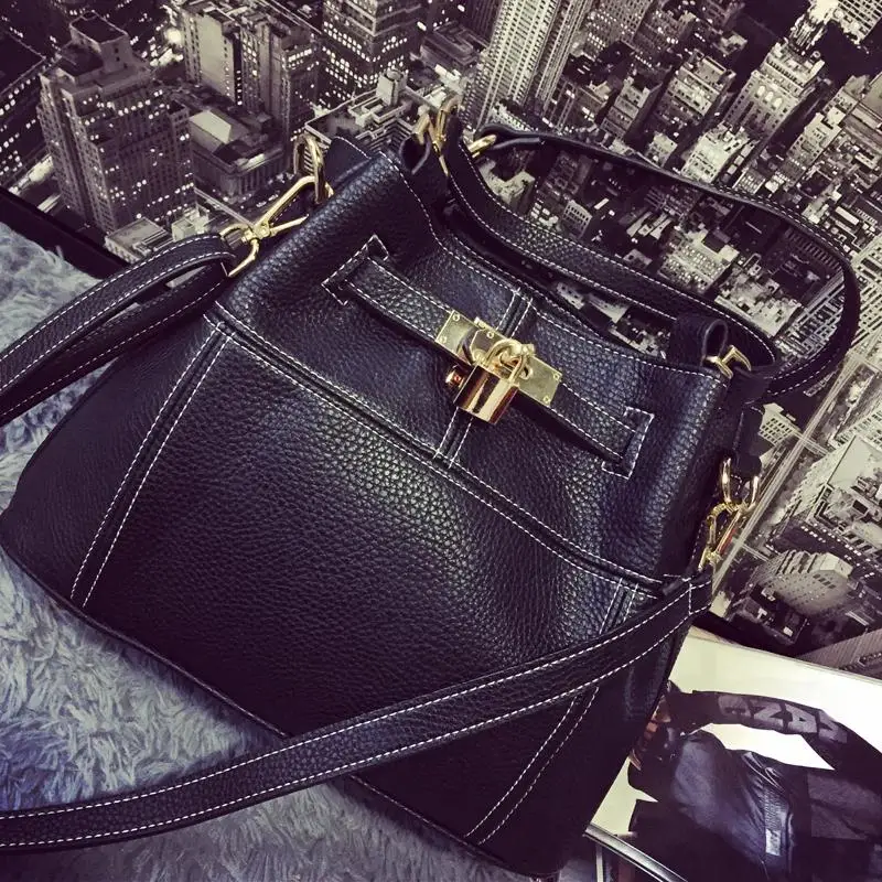 

Fashion new women's handbag vintage platinum one shoulder messenger bag black color women's handbag