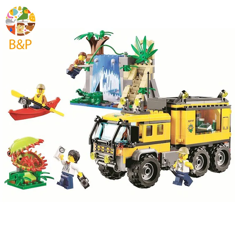 

60160 460pcs City Police series Jungle Expedition Team Mobile Lab Building Block Toy For Children Gift 02062