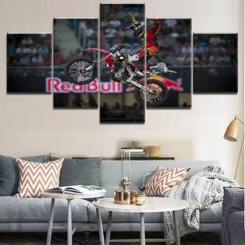 

Canvas Printed Painting 5 Panel Sports Motocross Poster Modern Artwork Home Decorative Living Room Or Bedroom Wall Art Picture