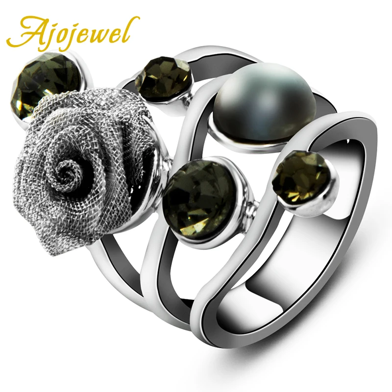 Женское кольцо в виде цветка с кристаллами размеры 7 8|ring vintage|flower ringbrand ring |