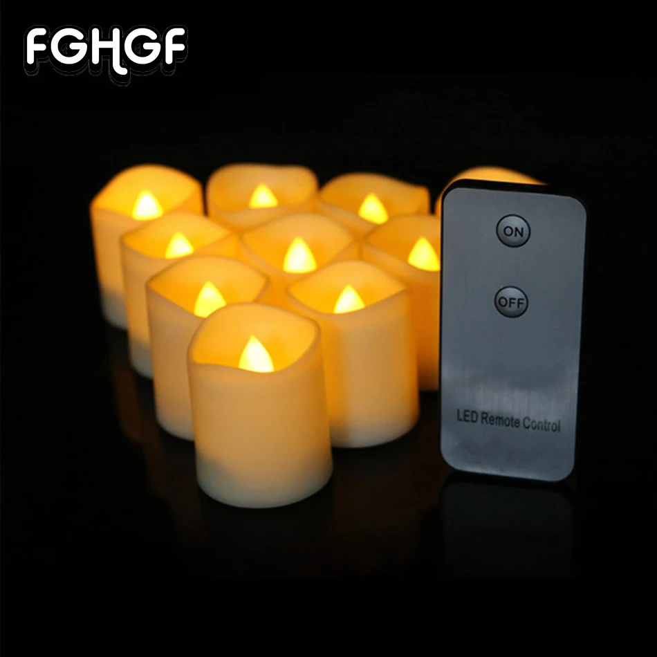 12Pcs 2018New Battery Operate Led Tea Light Yellow Flameless Candles