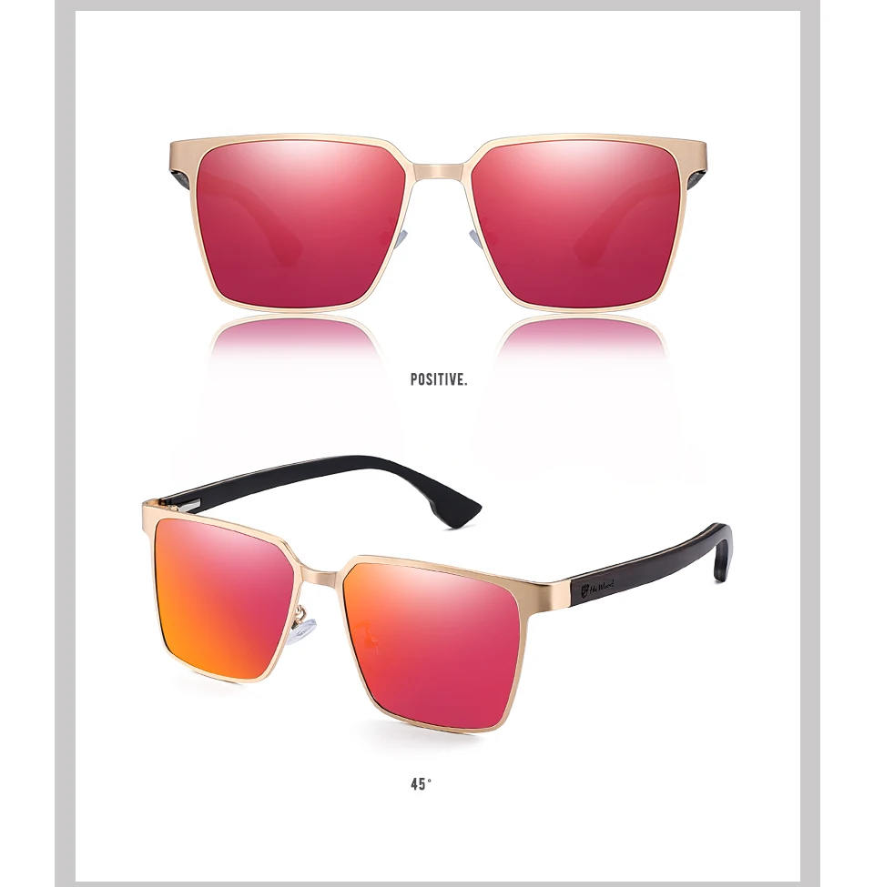 HU деревянные солнцезащитные очки с металлической оправой, весенние деревянные дужки с поляризованными линзами, 4 цвета и солнцезащитные очки для мужчин и женщин GR8037