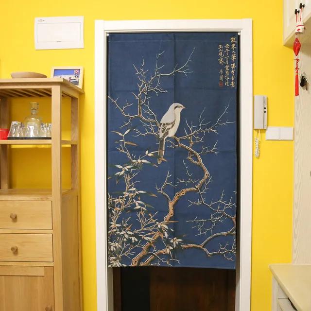japan noren tapestry birds and flowers prints cotton linen door