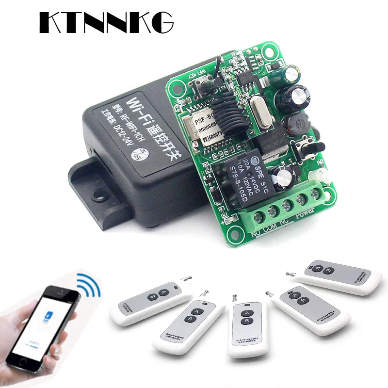 

1CH DC 7-36V 10A Wifi Switch home automation Relay Module 433Mhz Receiver Universal Wireless Remote Switch for Electronic Garage