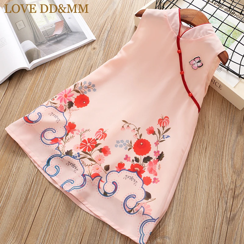 LOVE DD&ampMM Girls Dresses 2022 Summer New Kid's Wear National Wind Three-Dimensional Butterfly Ink Painting Chiffon Dress | Детская