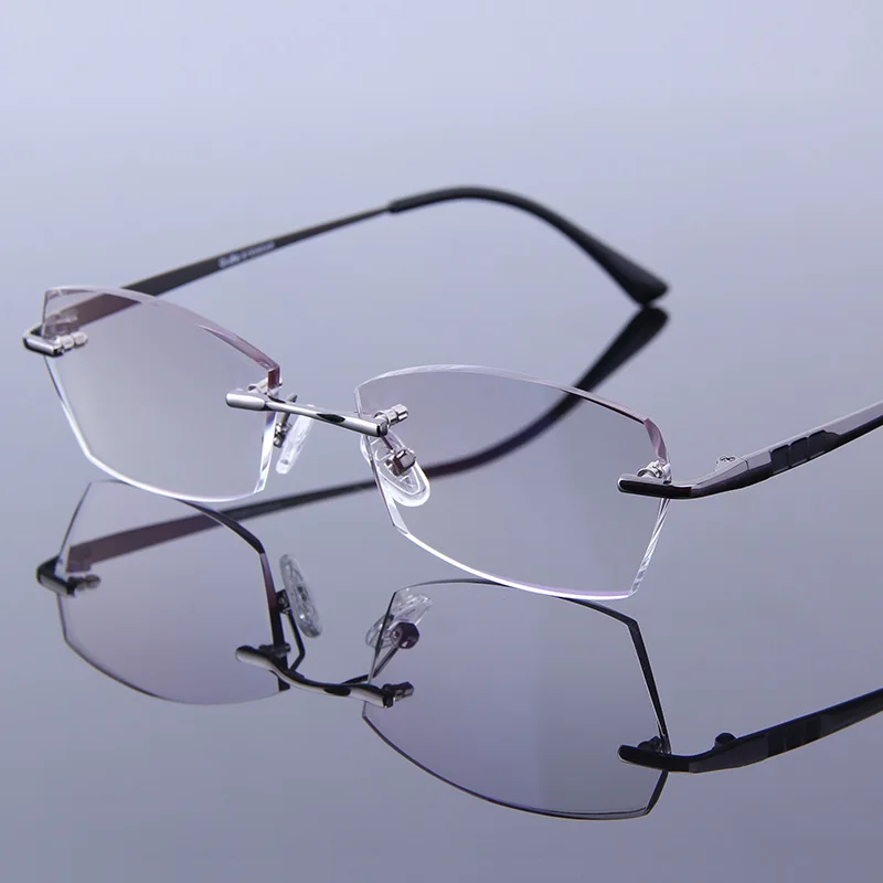 Rimless Reading Glasses Men's Hyperopia Luxury Male Reader Eyeglasses ...