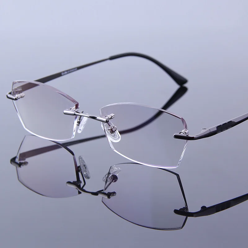 Rimless Reading Glasses Men's Hyperopia Luxury Male Reader Eyeglasses