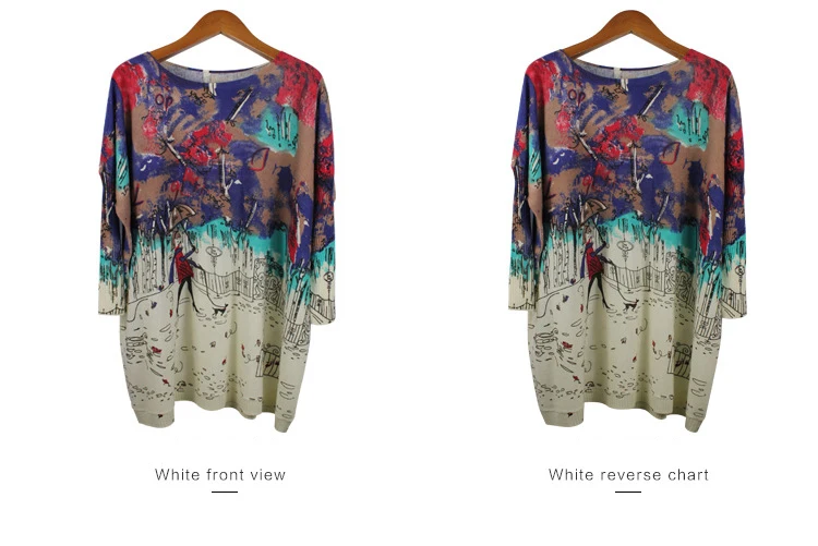 Autumn new European and American fat mm large size women sweater loose printed hedging womens sweaters (9)