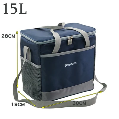15L 25L утолщенная сумка-холодильник, большая Термосумка для пикника, Ланч-бокс, теплоизоляционная сумка на плечо, сумка для льда, еды, напитков, вина, крутая сумка - Цвет: navy blue 15L