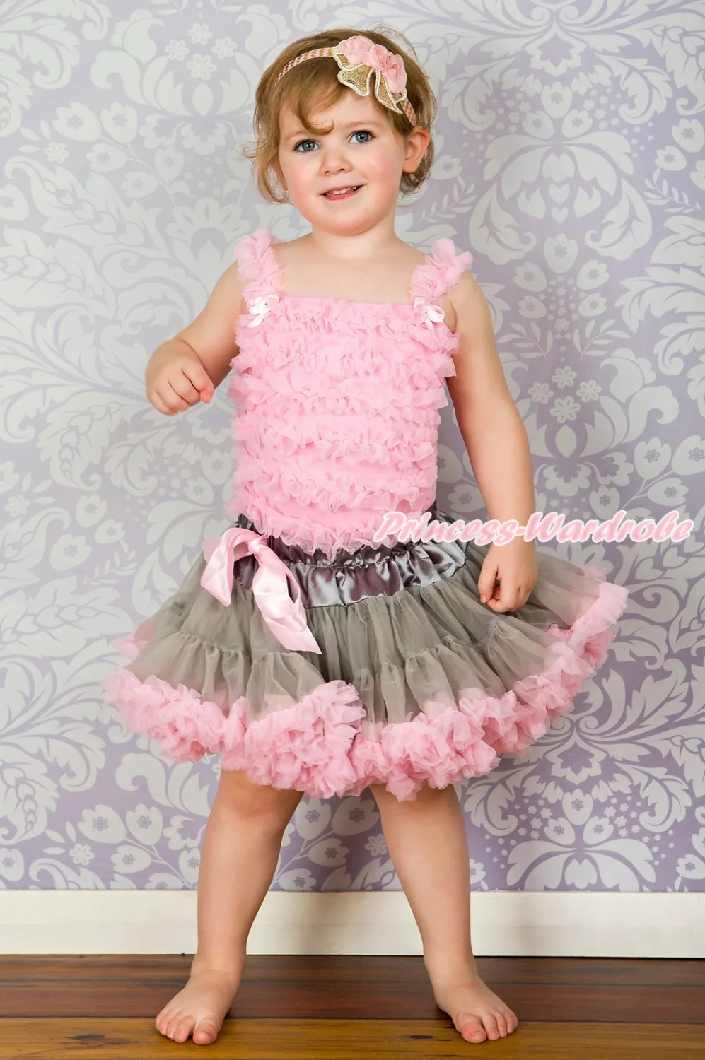 Buy Baby Girl Light Pink Ruffles Tank Top Gray Pink