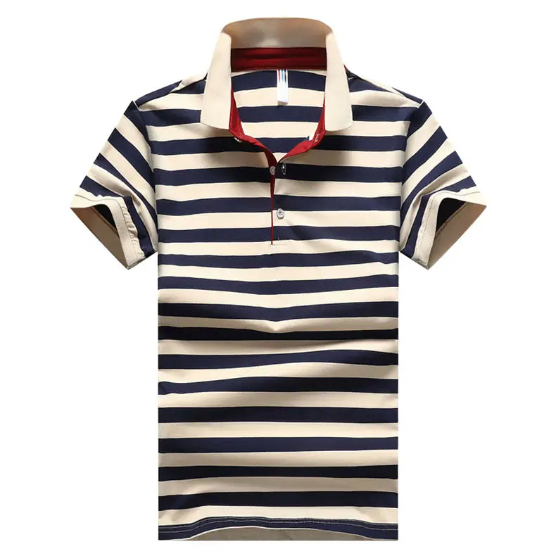 2018 Summer Mens Polo Shirt Classic Striped Cotton Short Male Polo Men Tees Breathable Quick Dry Plus Size 4XL Red Muls Brand-01