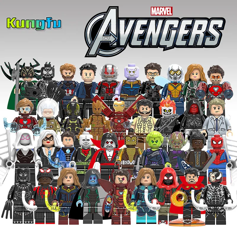 LegoING Super Heroes Marvels Avengers Captain Marvel Iron Man figures Black Panther Hulk Loki Building Blocks bricks kids toys