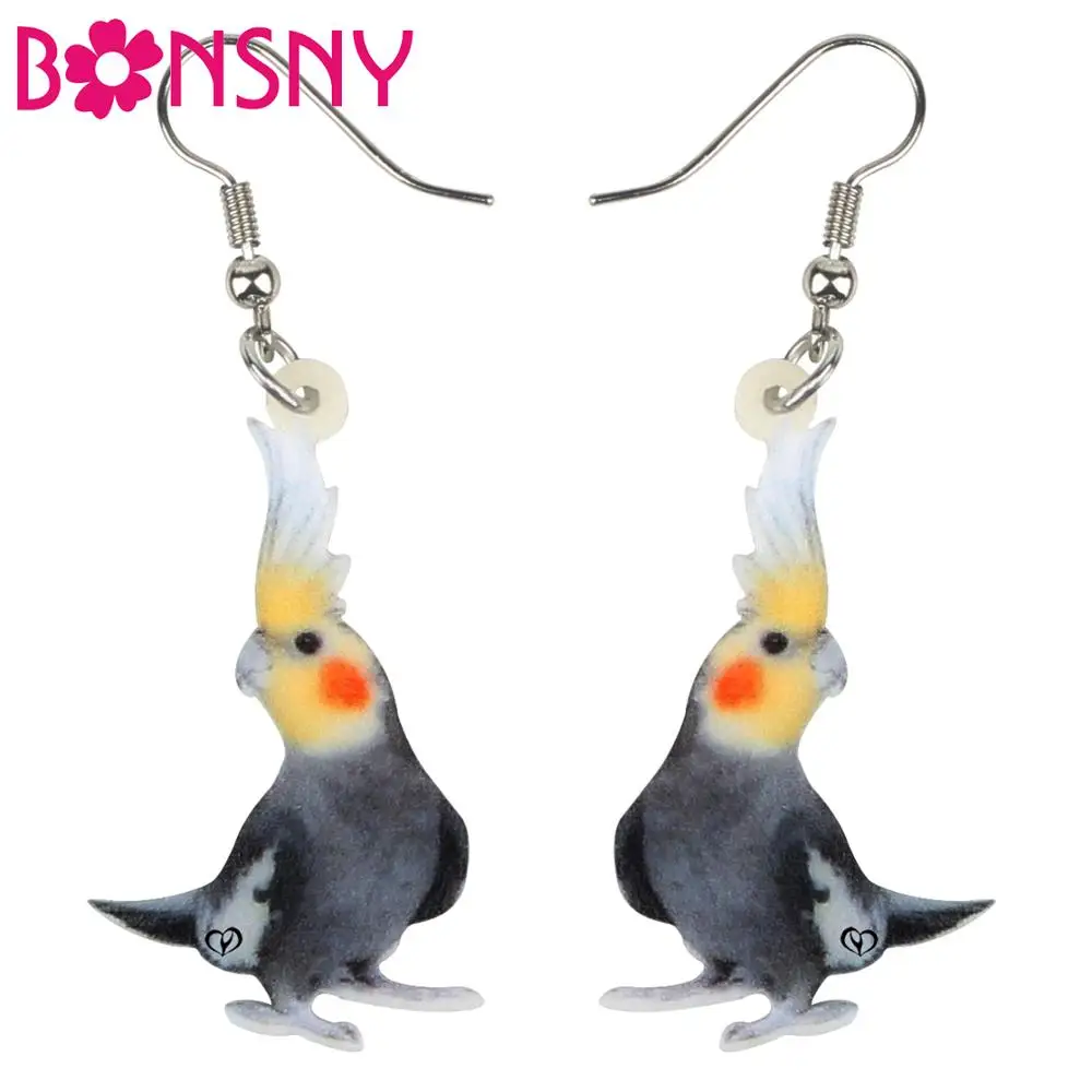 

Bonsny Acrylic Nymphicus hollandicus Bird Earrings Drop Dangle Stud Cute Fashion Animal Jewelry For Women Girls Gift Accessories