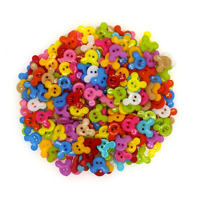 

50PCs Plastic Sewing Buttons Scrapbooking Mickey Mixed Two Holes Cartoon 15 x 13mm Costura Botones Decorate P1002