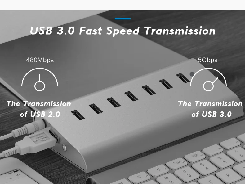 Blueendless внешний 12 В 2a ac ПИТАНИЕ usb hub алюминиевый Активный usb 3,0 хаб express card reader combo Бесплатная доставка H701U3