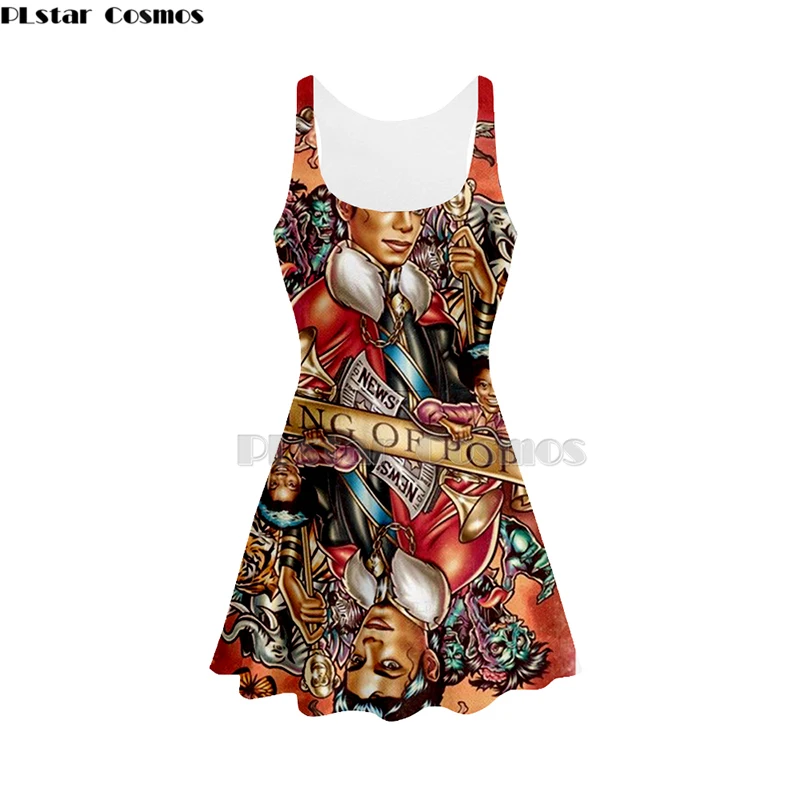 

3D Print michael jackson women Summer women's clothing tank top dress sleeveless dress fashionable singer 3d dress-2