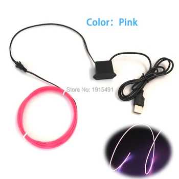 

Powered By DC-5V USB Drives+1.3mm 3Meters 10Colors Select EL Wire Tube Rope Flexible LED Neon Novelty Lighting Holiday Decor