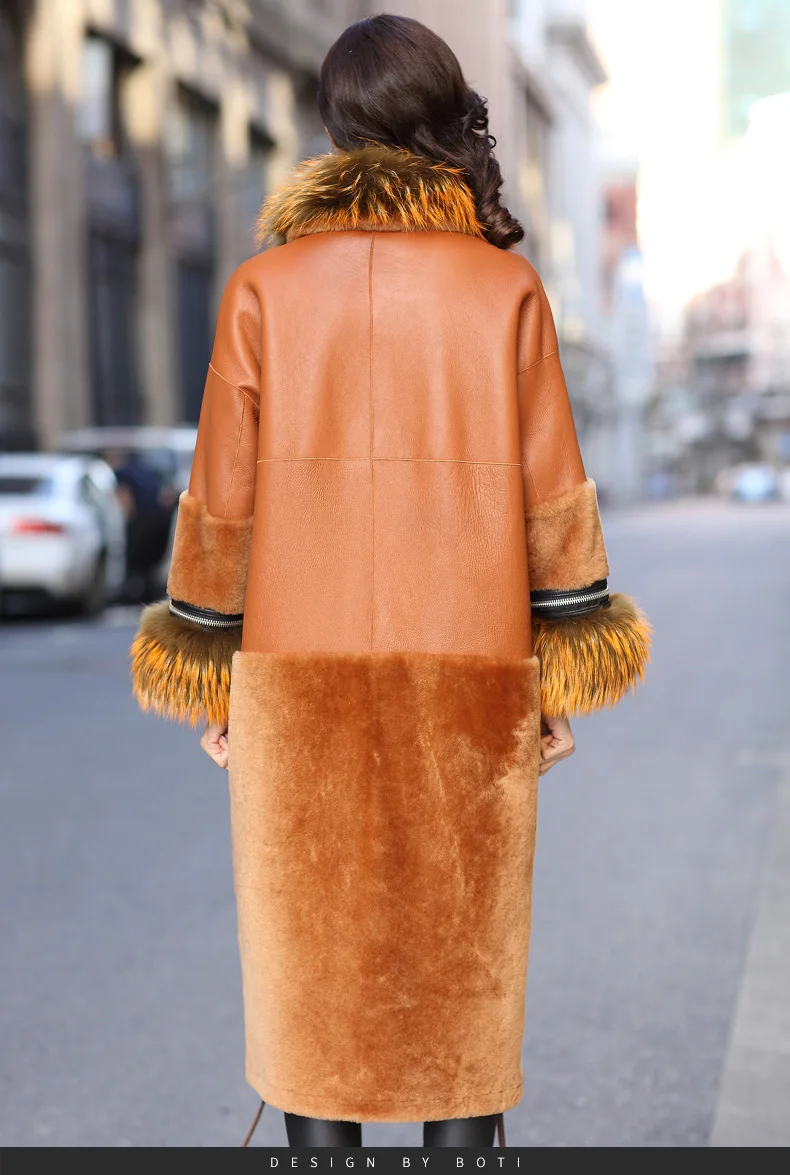 Роскошный натуральный мех пальто Енот ошейник собаки настоящая зимняя куртка с отделкой из меха пальто женская одежда натуральная куртка из овечьей кожи пальто