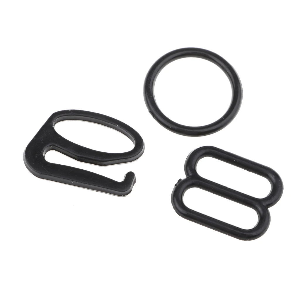10 Sets Nylon Bra Lingerie Strap Clip Hook Slider O Ring Buckle Bikini Fasteners