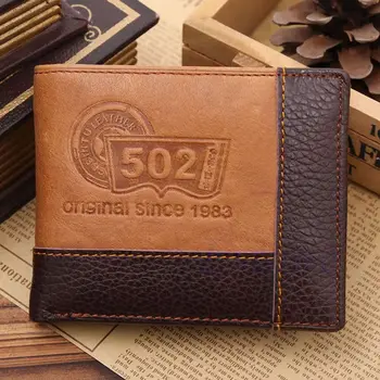 

ISKYBOB Men Coffee Full-Grain Leather Bifold Wallet Credit Card Holder Coin Pocket Purse Purse Money Clip Coin Pocket Purse