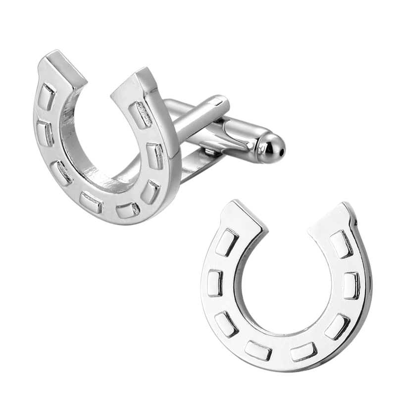 

Men's shirts Cufflinks high-quality copper material Silvery Round horseshoe Cufflinks 5 pairs of packaging for sale