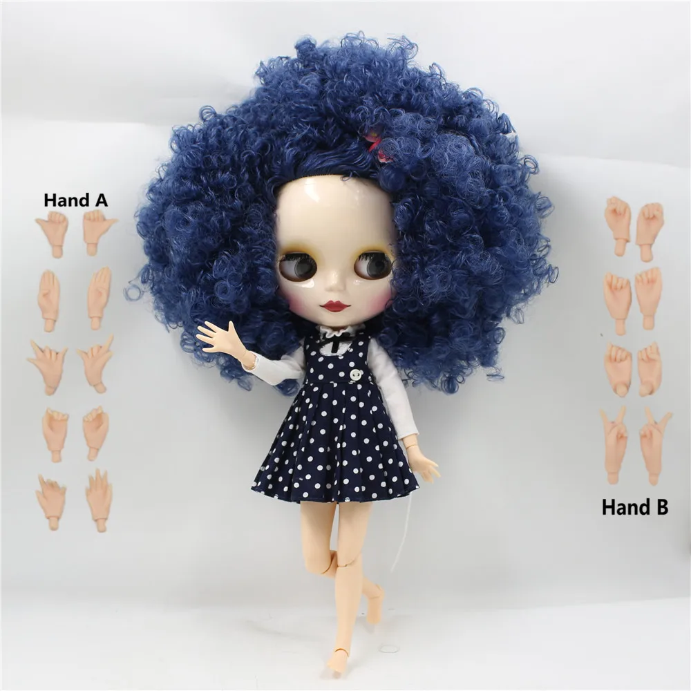 Toy Gift 280BLQE620 blue hair free shipping factory blyth doll bjd nude doll neo toy gift 1/6 doll 28cm curly hair