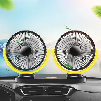

Universal Electric fan 12&24V Dual Head Car Cooling Oscillating Dashboard Ventilation Air Fan Auto Interior Accessories