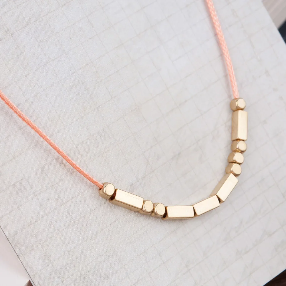 DoreenBeads Морзе "любовь" ожерелье оранжевый воск шнур античное золото цвет