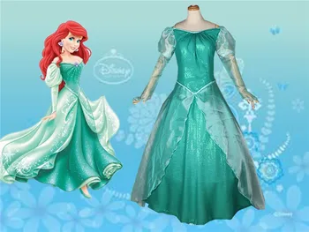 

Free shipping princess costume the litter mermaid Arial green dress cosplay for women