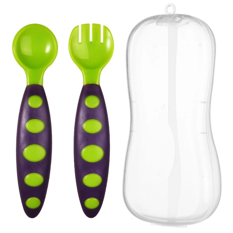 

Children Tableware Baby Spoon Fork Set Children Utensil Safety Tableware Infant Solid Feeding Flatware For Baby Feeding Bowl