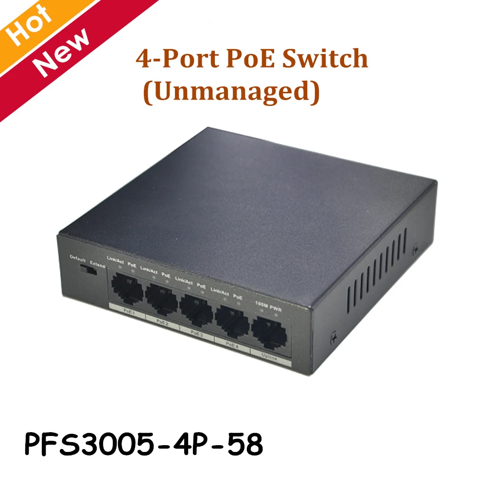 

Original Export version DH 4 Port PoE Switch Unmanaged Two-layer PoE Ethernet switch 10/100 Base-T DH-PFS3005-4P-58 no logo