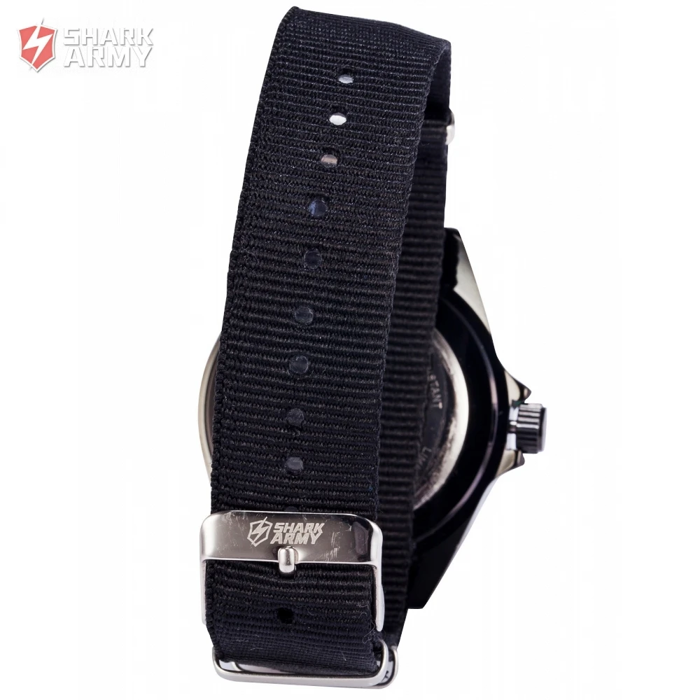SHARK ARMY Auto Date Display Black Stainless Steel Case Nylon Fabric Strap Men Wrist Watch Quartz Sport reloj hombre Gift/SAW015