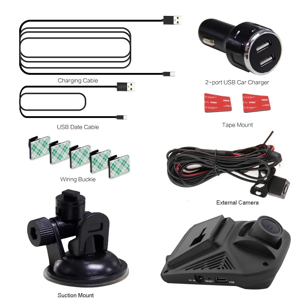 Azdome A305D Dual Lens FHD 1080P Car DVR Novatek 96658 LCD Screen Sony IMX323 Car Video Recorder Dash Cam With Rear Camera