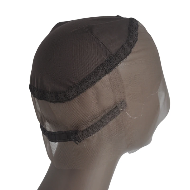 Brown 360 Full Lace Wig Cap Base Swiss Lace Cap With Adjustable Straps And Guide Line Lace Wig Cap For Making 360 Wig