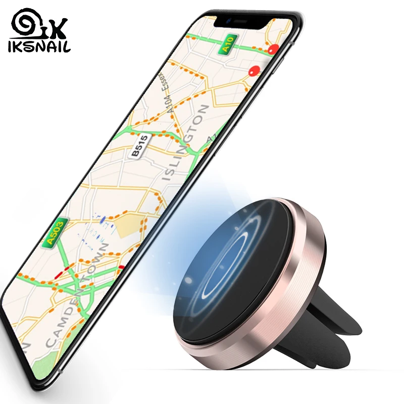 

IKSNAIL Mini Car Mount GPS Stand Magnetic Air Vent Phone Holder For iPhone X 8 6 6s Plus Universal Cell Phone Magnet Mount Stand