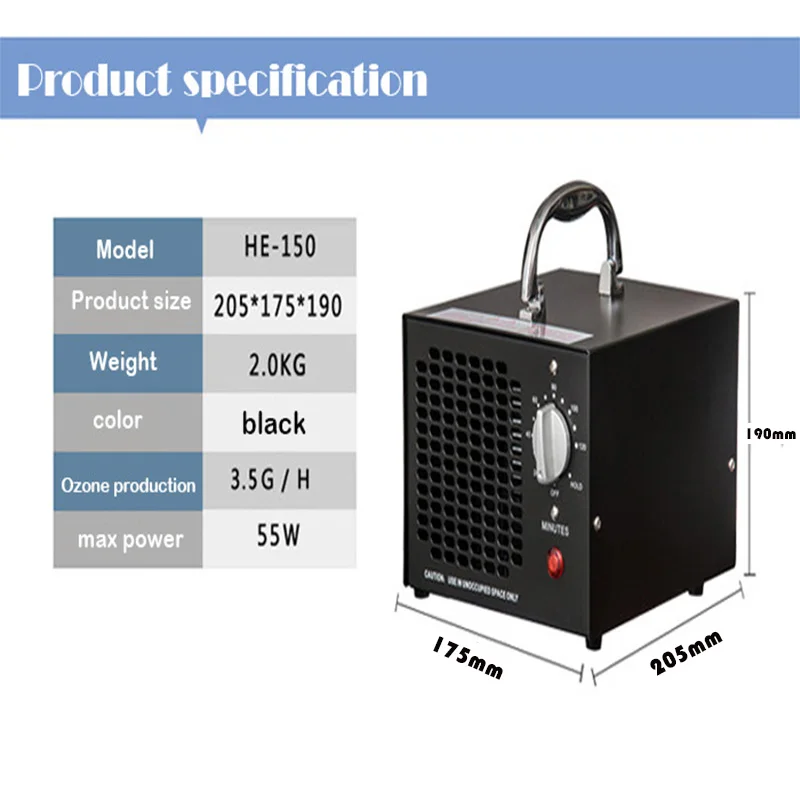 HE-150 портативный генератор озона очиститель воздуха кислородный портативный ионизатор 1 шт