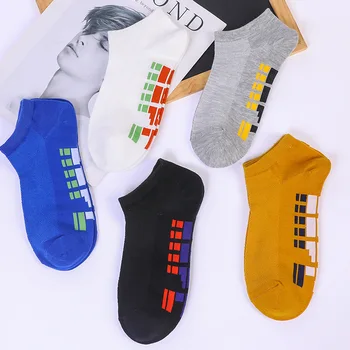

Spring and summer new sports English men's boat socks sports breathable mesh cotton socks factory direct SC126-5pairs