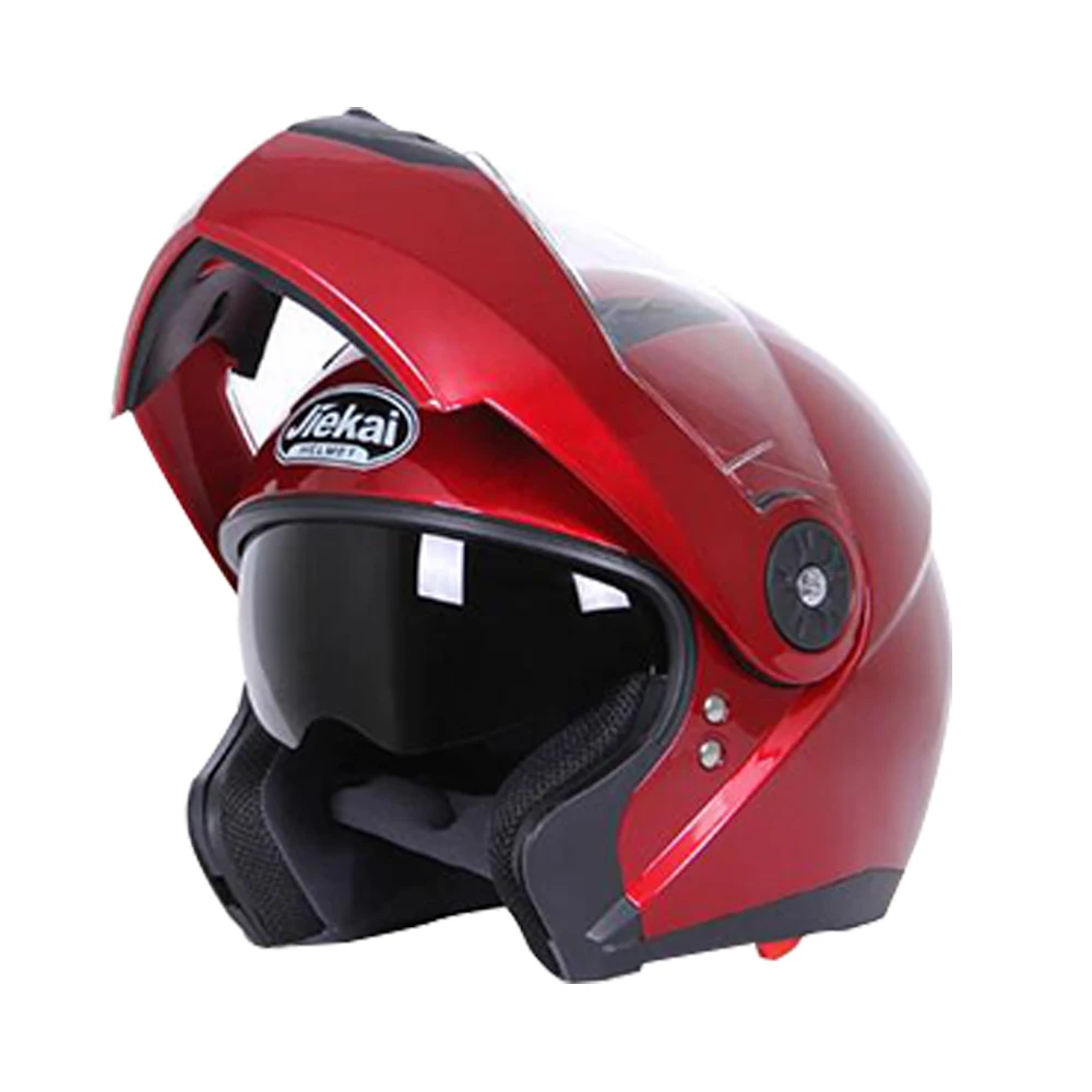 Мотоцикл Jiekai шлем для мужчин шлем для мотокросса полное лицо шлемы Анти-туман Мотоцикл Чоппер гоночный Filp Up модульная езда Casco - Цвет: Red