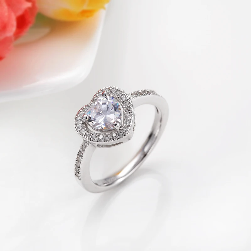 Кольцо женское из серебра 925 пробы с фианитом большим камнем|cubic zirconia ring|promise ringring