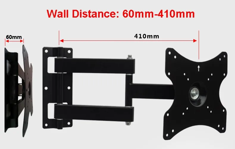 EML403X полный движения 1"-40" светодиодный ЖК-телевизор настенное крепление на 360 градусов вращающийся шарнир Наклонный Держатель монитора кронштейн Макс. VESA 200 мм