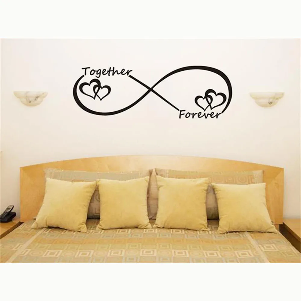 Romantic Infinite Love Forever Heart Wall Sticker Bedroom Kids Rooms Furniture Decoration Wallpaper Carved Vinyl Art Wall Decals