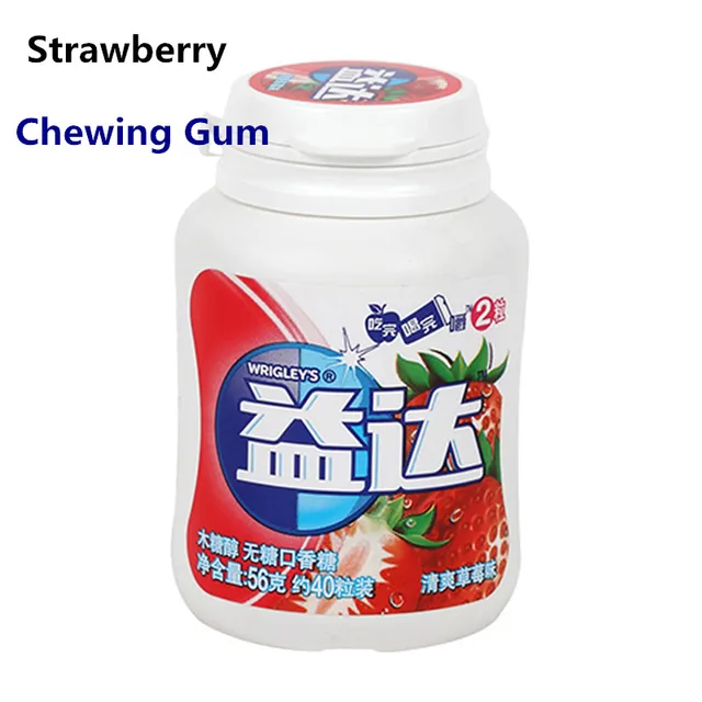 Promotion!56 Strawberry Flavored Xylitol Chewing Gum Chinese Snack