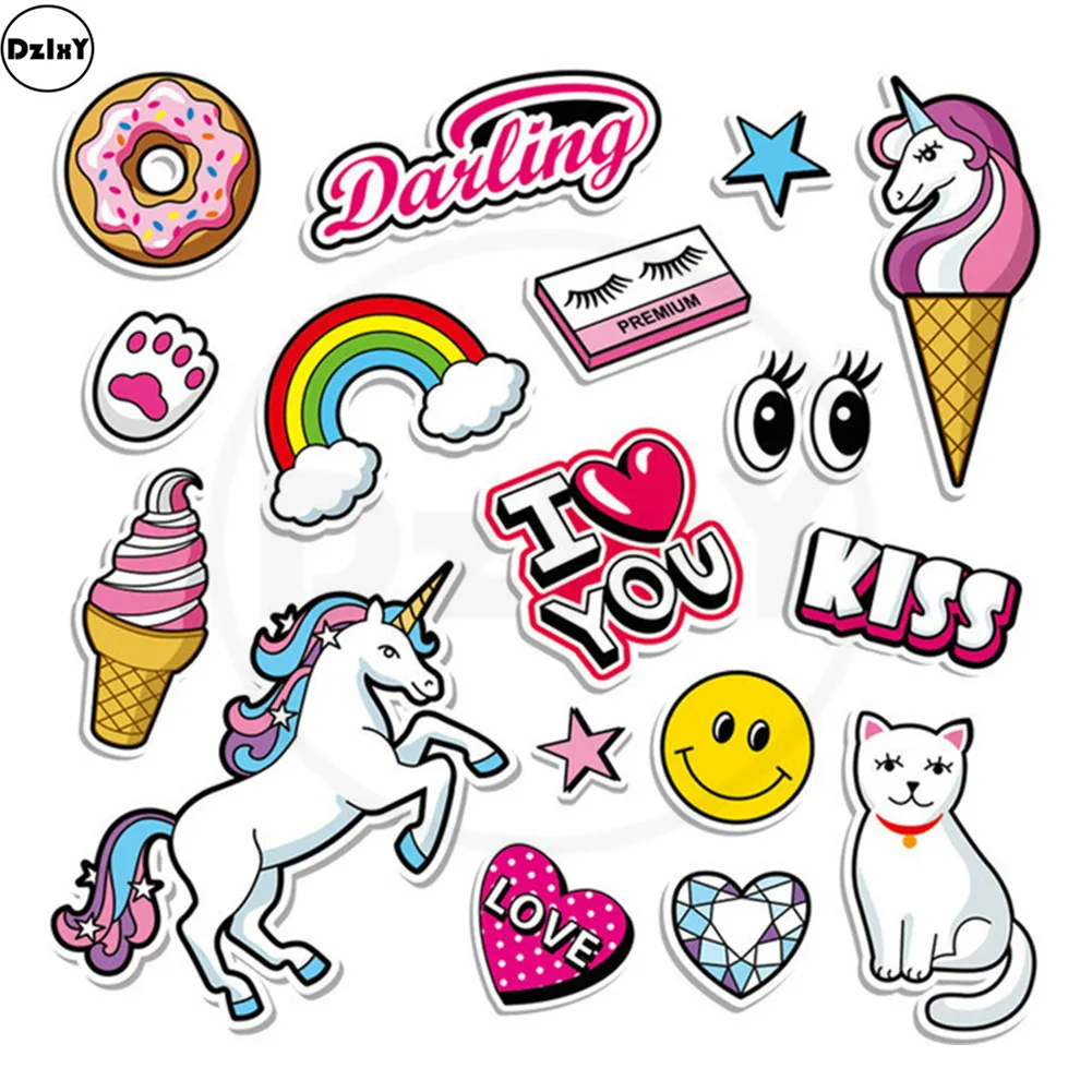 

Burger Thermo-Stickers For Clothes Iron on Heat Transfers Cat Patches A-level Washable PVC Watermelon Unicorn Appliques @T-152