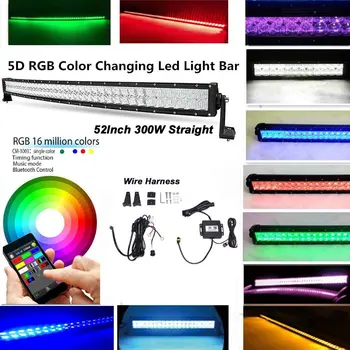 

20" 30" 40" 50 Inch RGB 5D Projector Lens Combo Led Light Bar With Bluetooth App / Music Mode For Car ATV 4WD Truck Off-Road