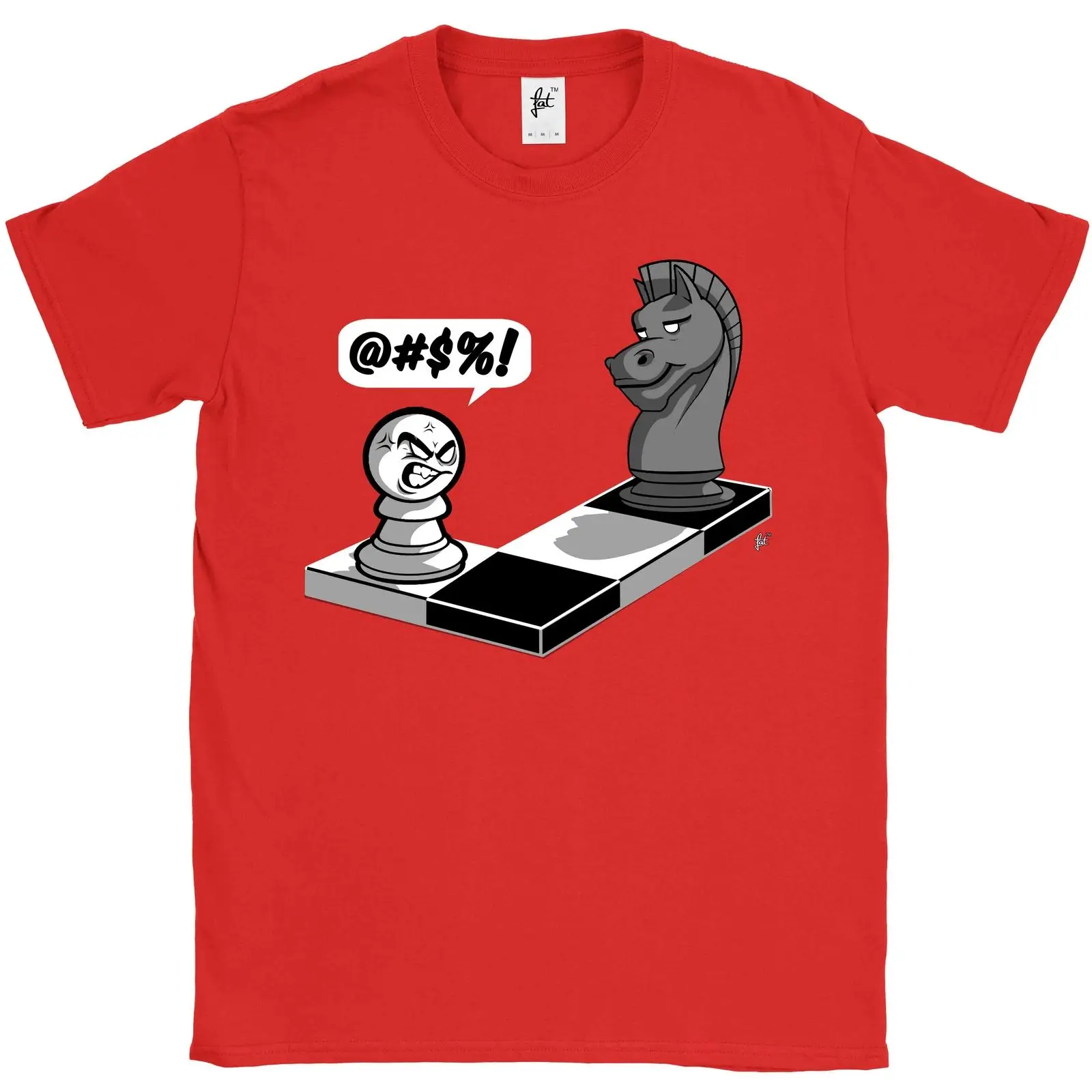 Upset Pawn In Trouble Cornered By Knight Chess Board Mens T-Shirt Newest Top Tees Fashion Style Men Tee 100% Cotton Classic tee | Мужская
