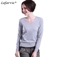 Lafarvie Women Autumn Winter Cashmere Blend Sweater V-Neck Pullovers Long Sleeve Jumpers Womens Knitted Sweaters18 Colors S-XXXL