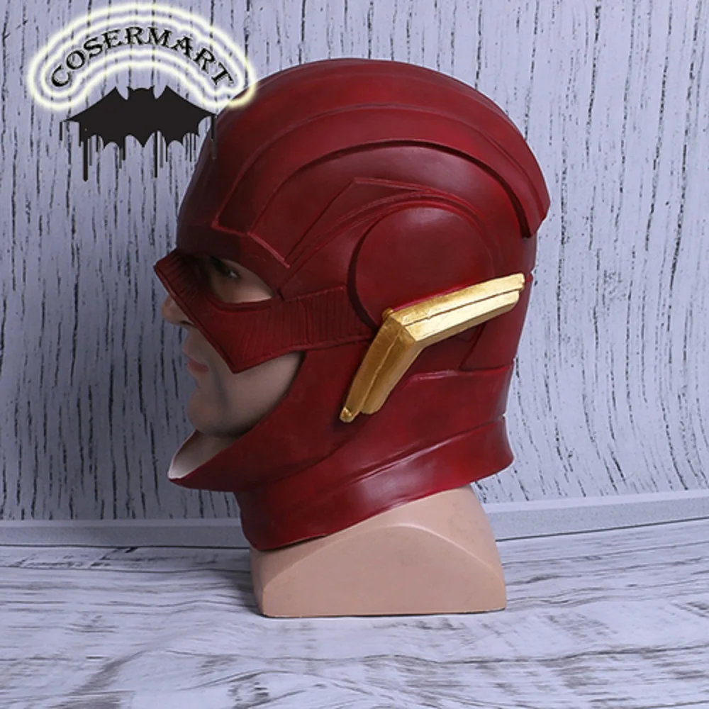 2017 Movie Justice League Mask The Flash Red Mask Latex Cosplay Costume Adult Halloween Helmet Flash Accessories Handmade New (2)3